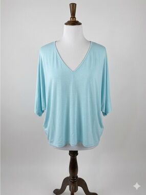 White House Black Market Pale Blue V-Neck Dolman Sleeve Top NWT Size XL